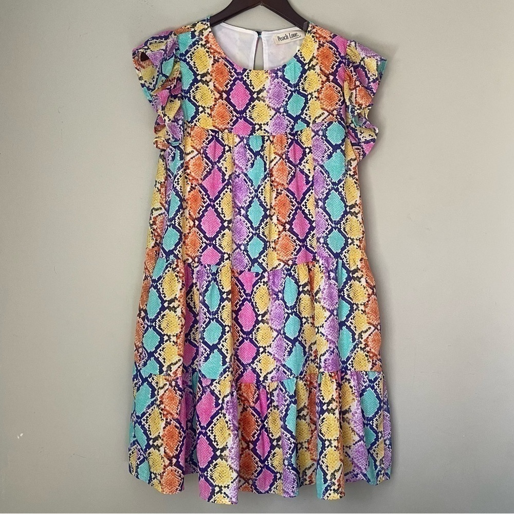 Peach Love | Colorful Snake Print Dress | NWOT | Small​